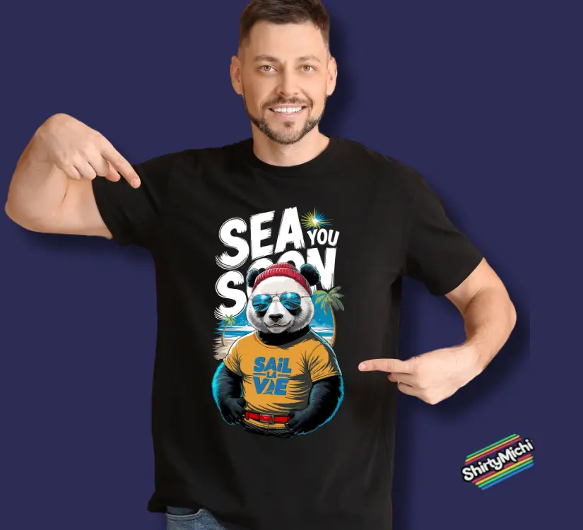 Panda Beach Boy T-Shirt von ShirtyMichi – entspanntes Panda Design