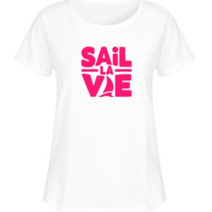 Sail la Vie ( Print Pink) - Lady Fit mit gerollten Ärmeln. | Baltic Waves Original - Damen RollUp Shirt-3
