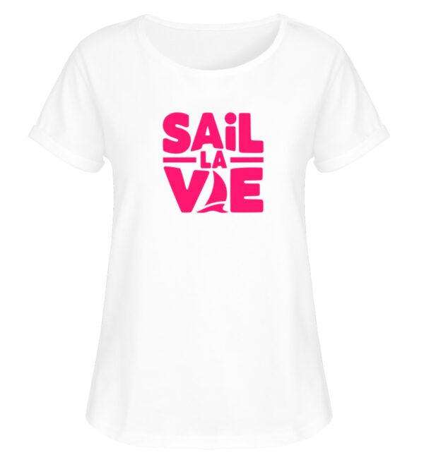 Sail la Vie ( Print Pink) - Lady Fit mit gerollten Ärmeln. | Baltic Waves Original - Damen RollUp Shirt-3