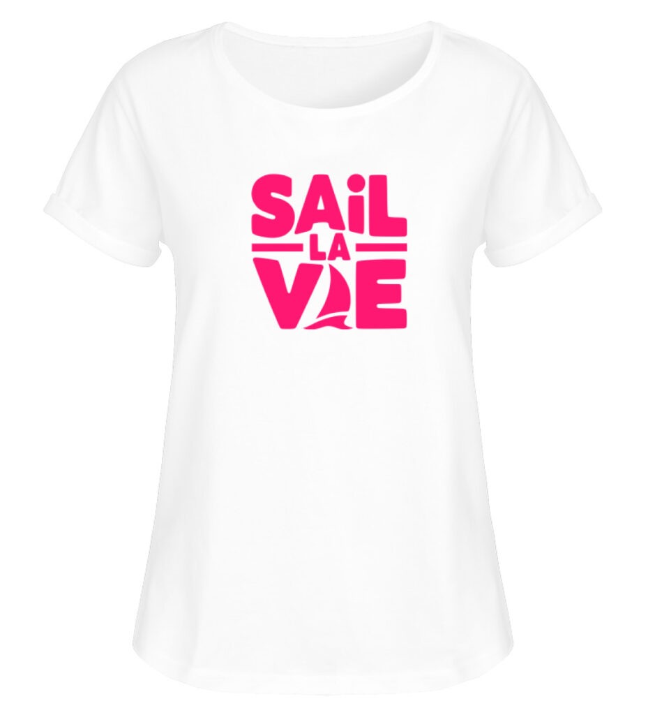 Sail la Vie ( Print Pink) - Lady Fit mit gerollten Ärmeln. | Baltic Waves Original - Damen RollUp Shirt-3
