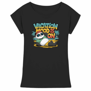 ShirtyMichi | Vacation Mood is on Panda T-Shirt | Damen-Shirt mit verlängerten Schultern