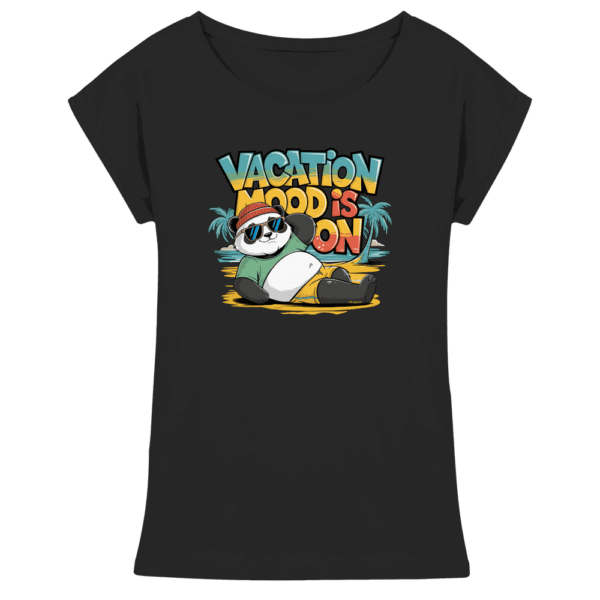 ShirtyMichi | Vacation Mood is on Panda T-Shirt | Damen-Shirt mit verlängerten Schultern