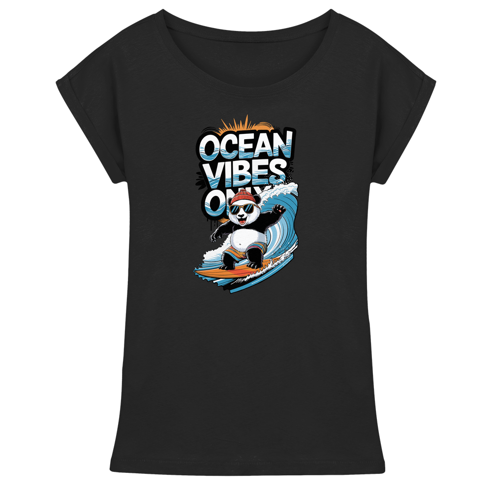 ShirtyMichi | Ocean Vibes Only Panda T-Shirt | Damen Shirt mit verlängerten Schultern – Bild 5