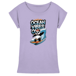 ShirtyMichi | Ocean Vibes Only Panda T-Shirt | Damen Shirt mit verlängerten Schultern