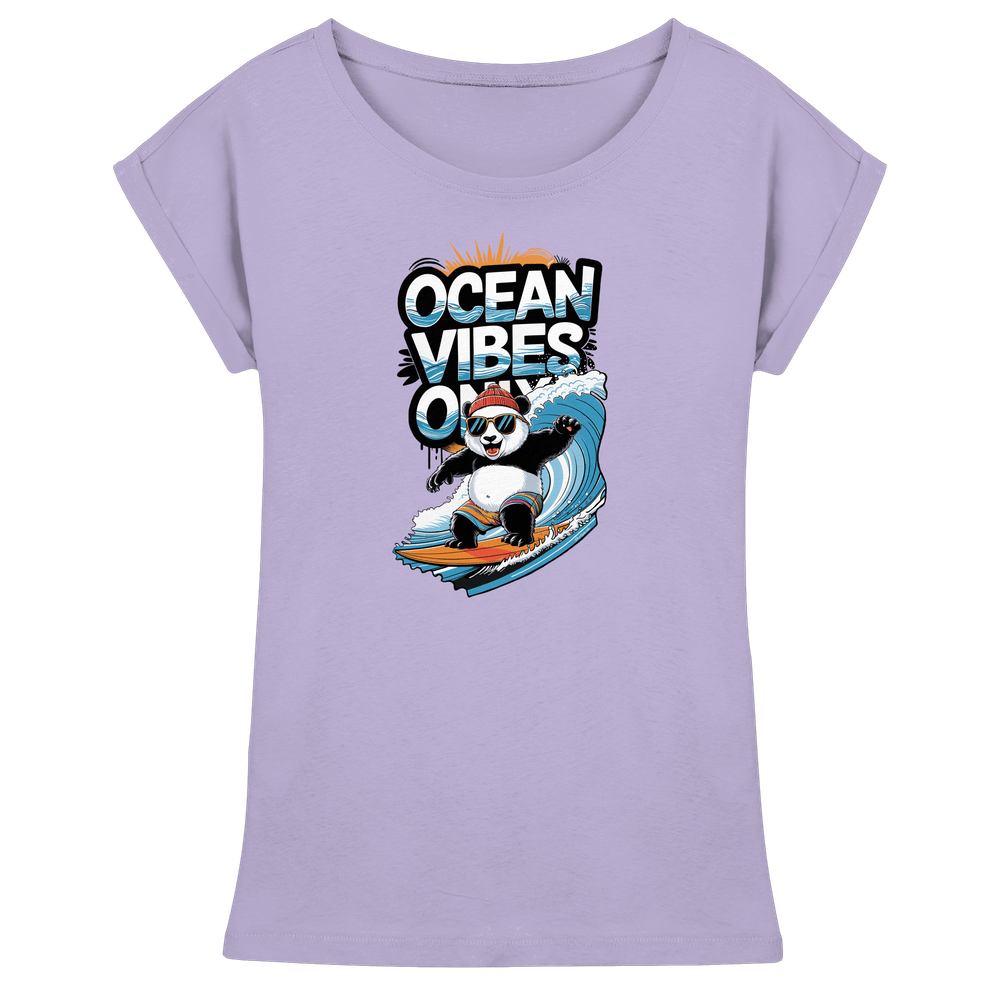 ShirtyMichi | Ocean Vibes Only Panda T-Shirt | Damen Shirt mit verlängerten Schultern