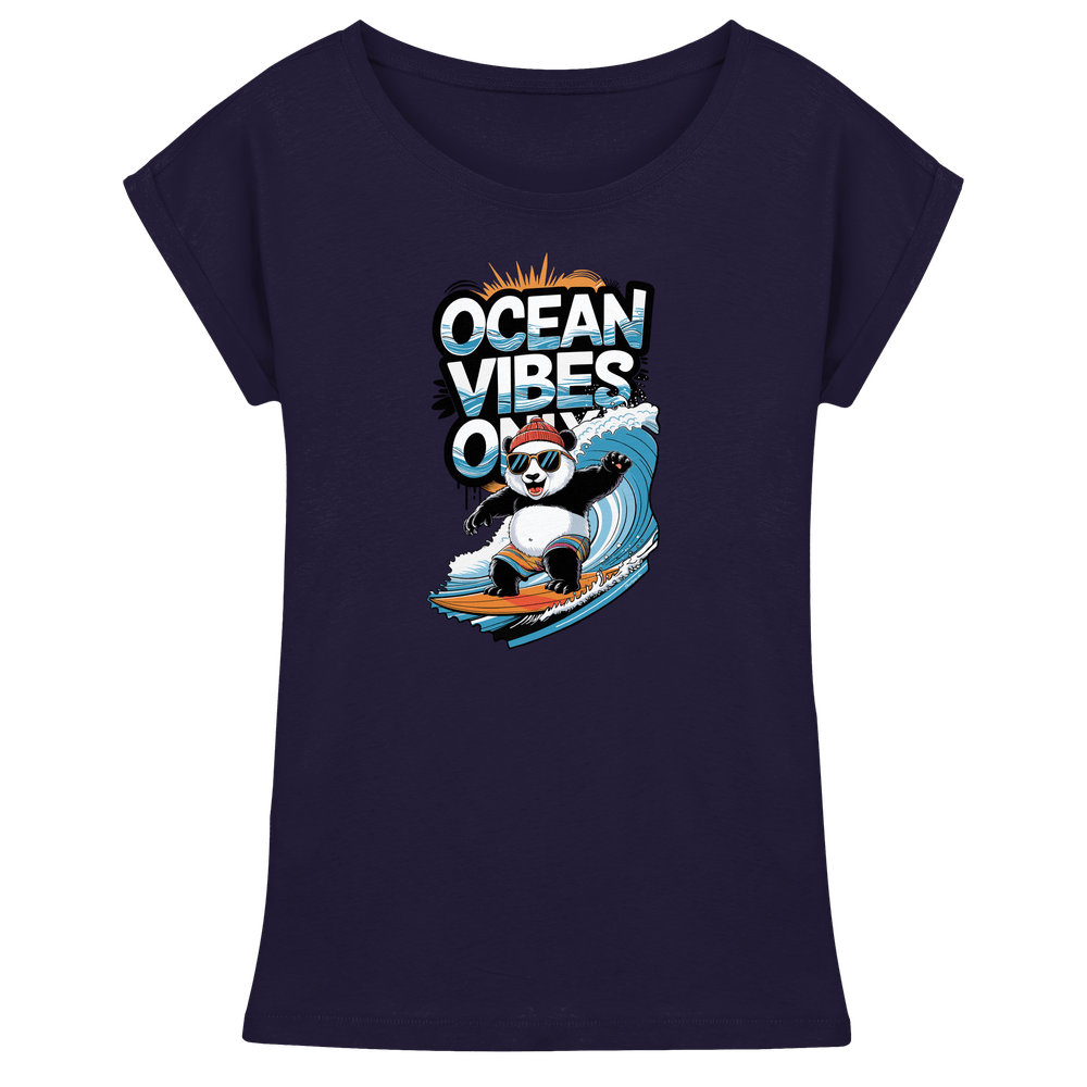 ShirtyMichi | Ocean Vibes Only Panda T-Shirt | Damen Shirt mit verlängerten Schultern – Bild 2