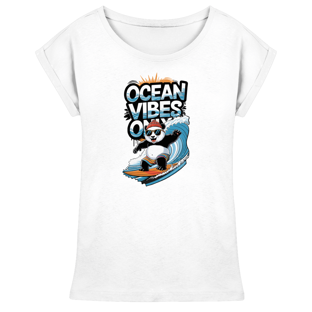 ShirtyMichi | Ocean Vibes Only Panda T-Shirt | Damen Shirt mit verlängerten Schultern – Bild 4