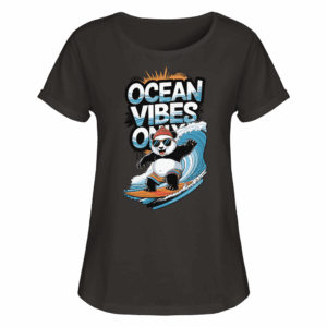 ShirtyMichi | Ocean Vibes Only Panda T-Shirt | Damen RollUp Shirt