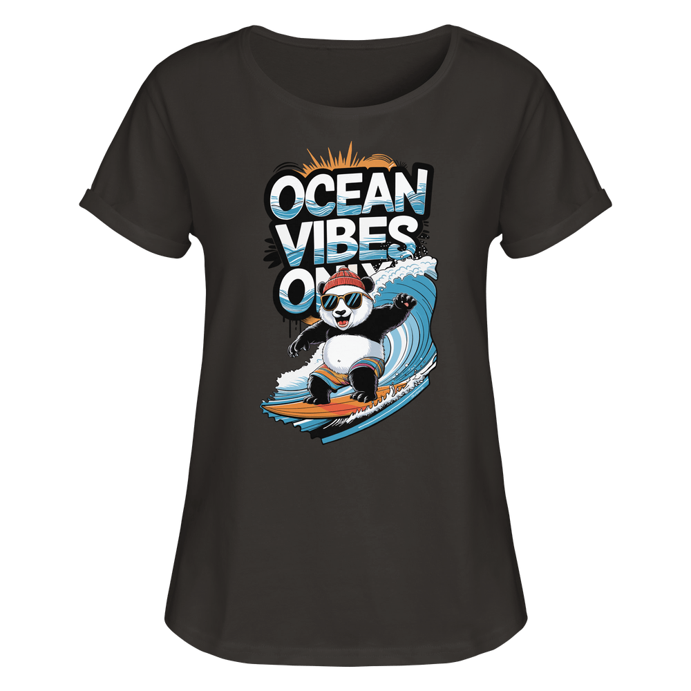 ShirtyMichi | Ocean Vibes Only Panda T-Shirt | Damen RollUp Shirt