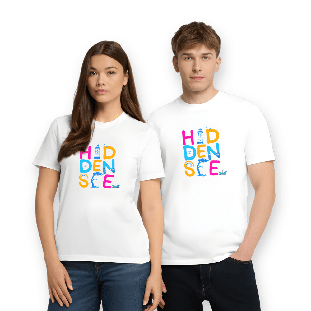 Hiddensee T-Shirt weiß – buntes Ostsee Design von Baltic Waves